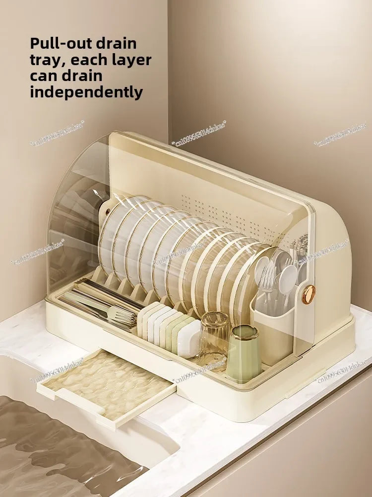 Kitchen Bowl Rack, Tableware Storage Box, Household with Lid, Tableware, Bowl Box, Dish Drain Rack, Plastic Cupboard