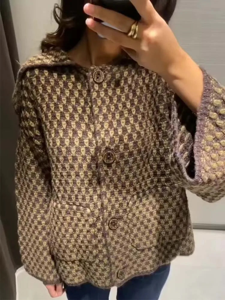 Chic Fashion Knitted Jackets for Women 2025 Autumn Winter Long Sleeve Single-Breasted Short Coats High Street Casual New Jackets