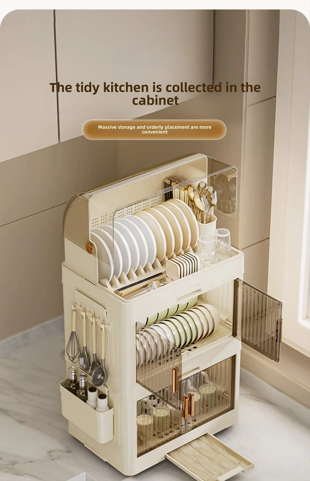 Kitchen Bowl Rack, Tableware Storage Box, Household with Lid, Tableware, Bowl Box, Dish Drain Rack, Plastic Cupboard